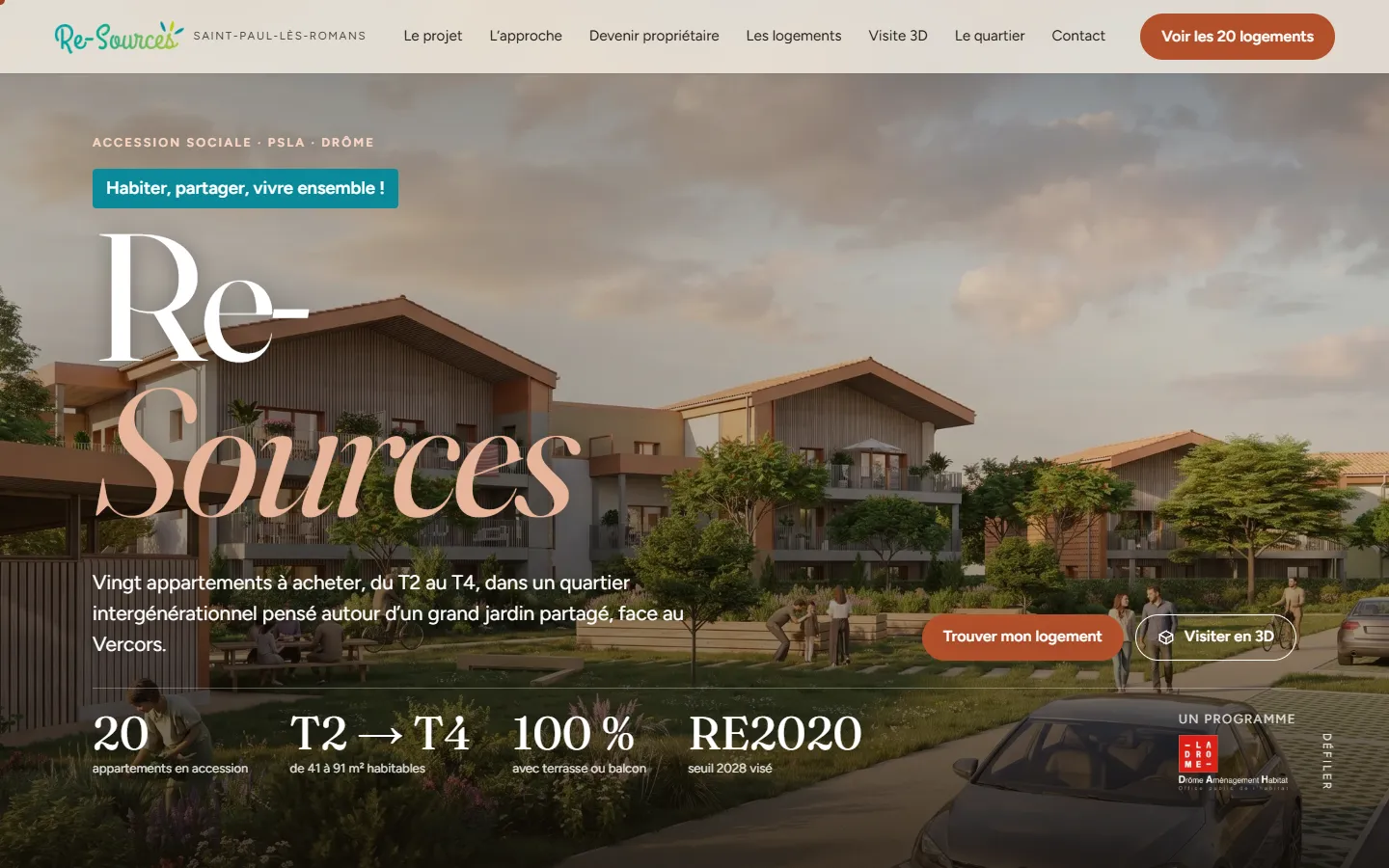 Page d’accueil du site programme Re-Sources.