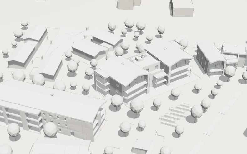 Maquette blanche du programme, telle qu’elle est préparée pour l’impression 3D.